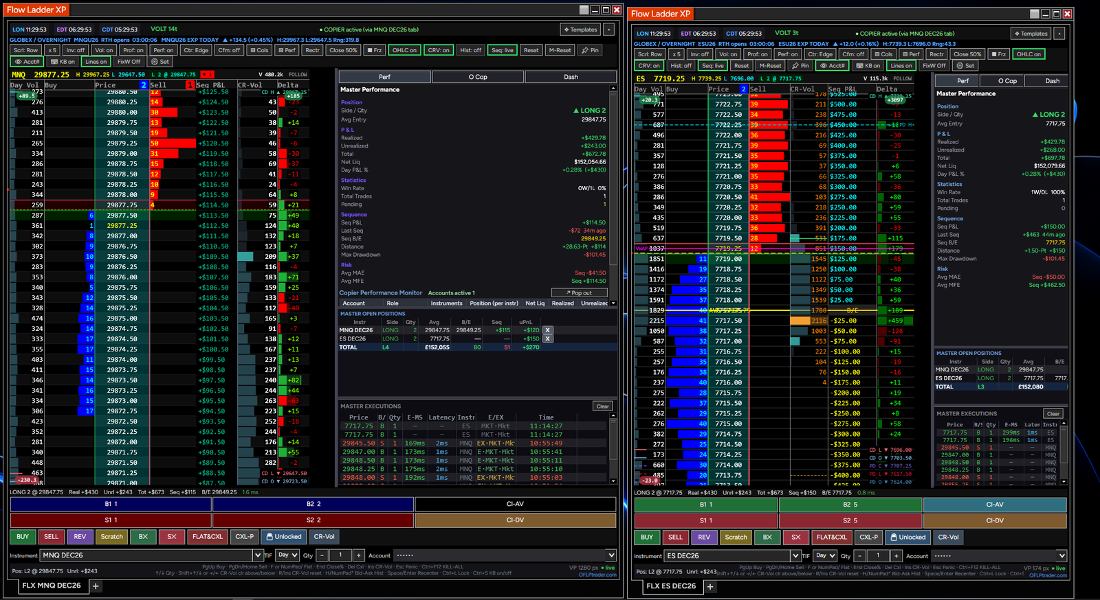 Flow Ladder XP running in NinjaTrader 8