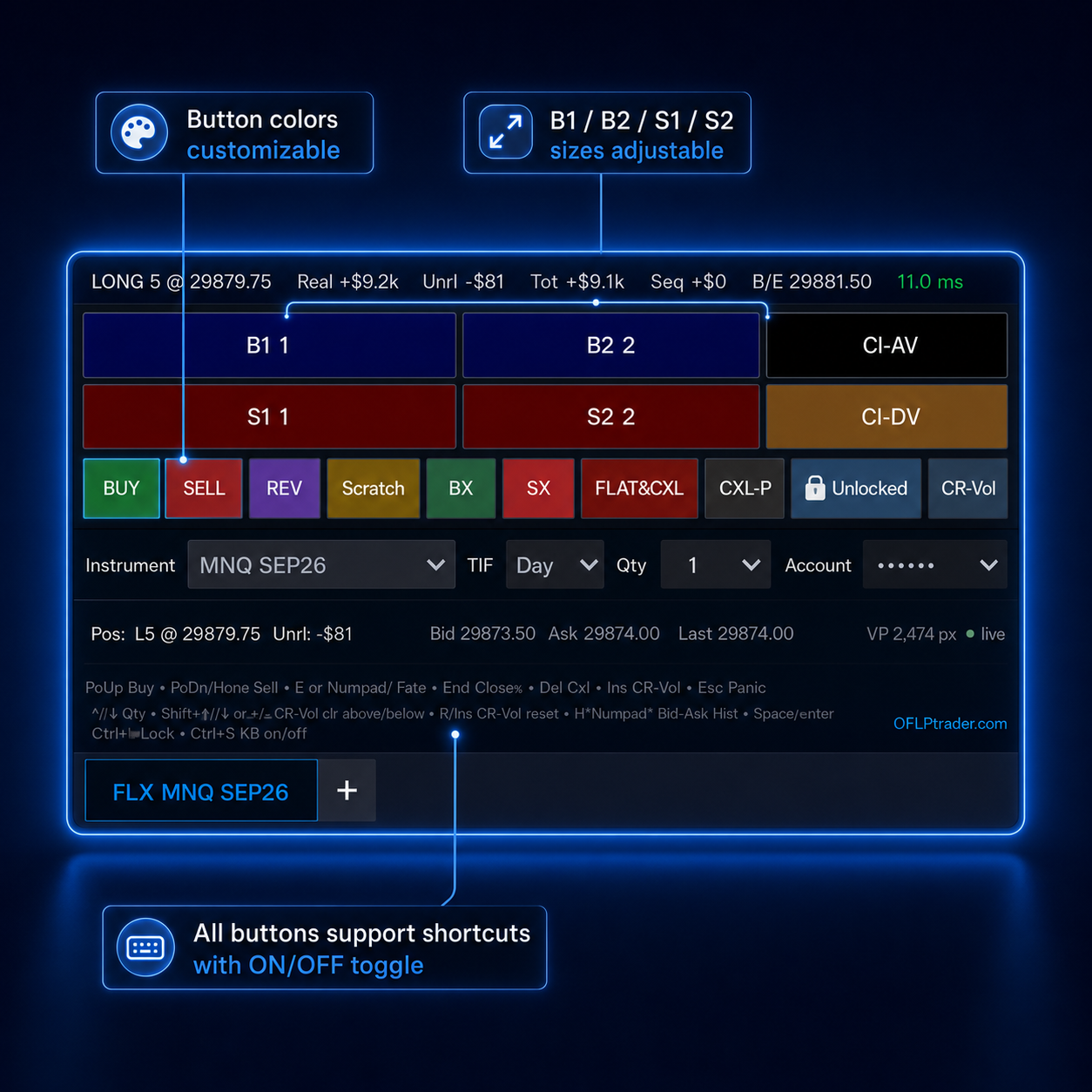 Flow Ladder XP multi-account trade copier controls